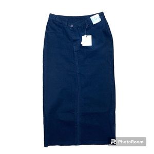 HAPPILY GREY Denim MIDI Skirt with asymmetrical waist